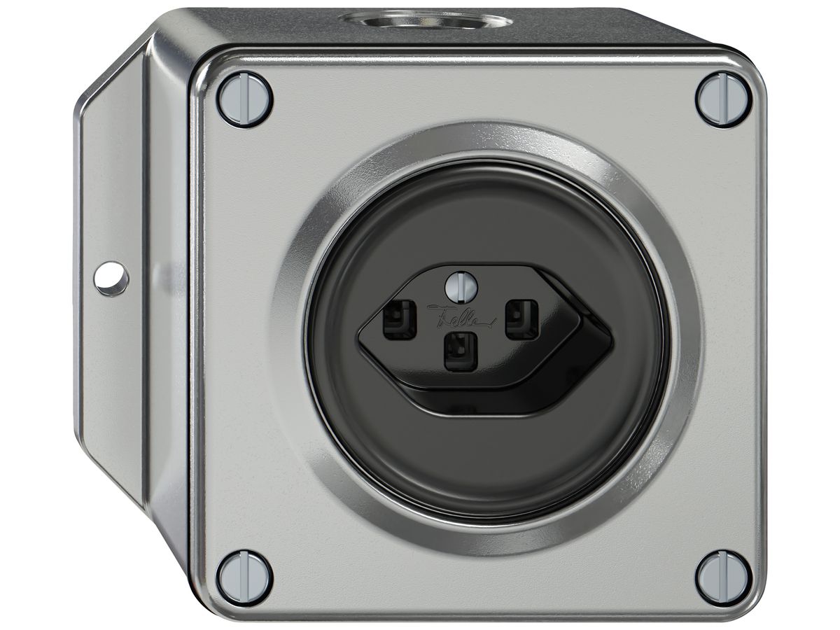 AP-Steckdose ELEMENT SNAPFIX® 1×Typ 23 16A 250V IP20 alu