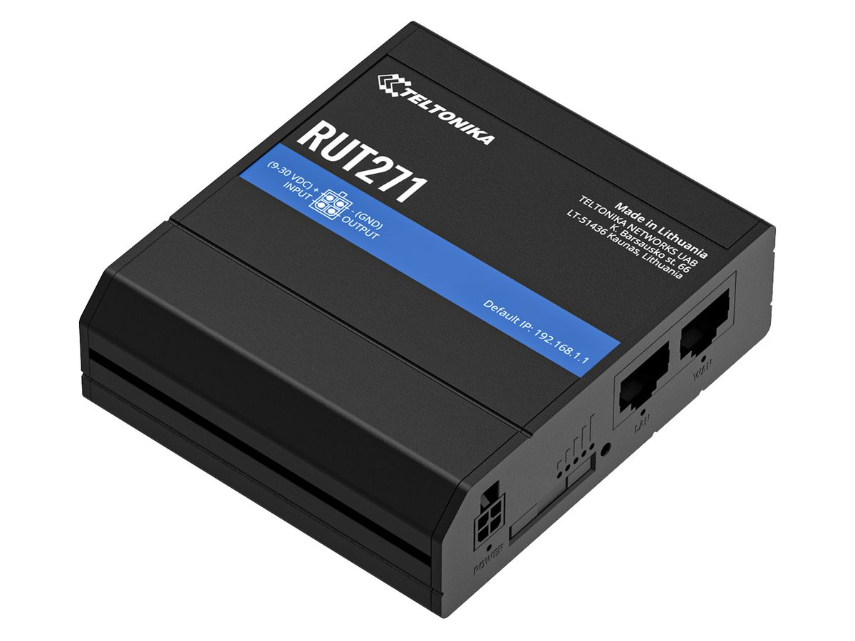 Router Teltonika RUT271 5G 1×WAN 1×LAN FE 2.4GHz VPN IP30
