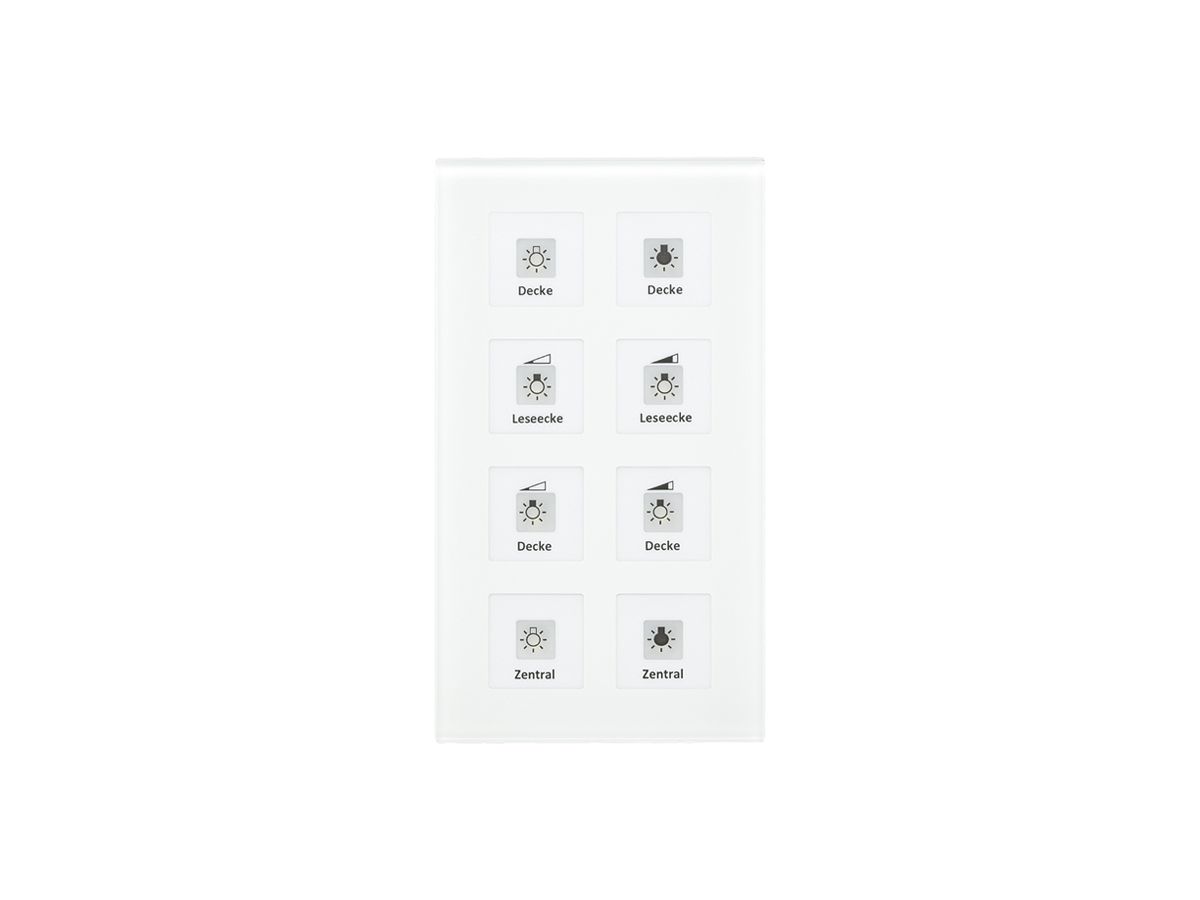 UP-Taster KNX MDT BE-GTT8W.01 8T/8B LED Temp.Glas weiss