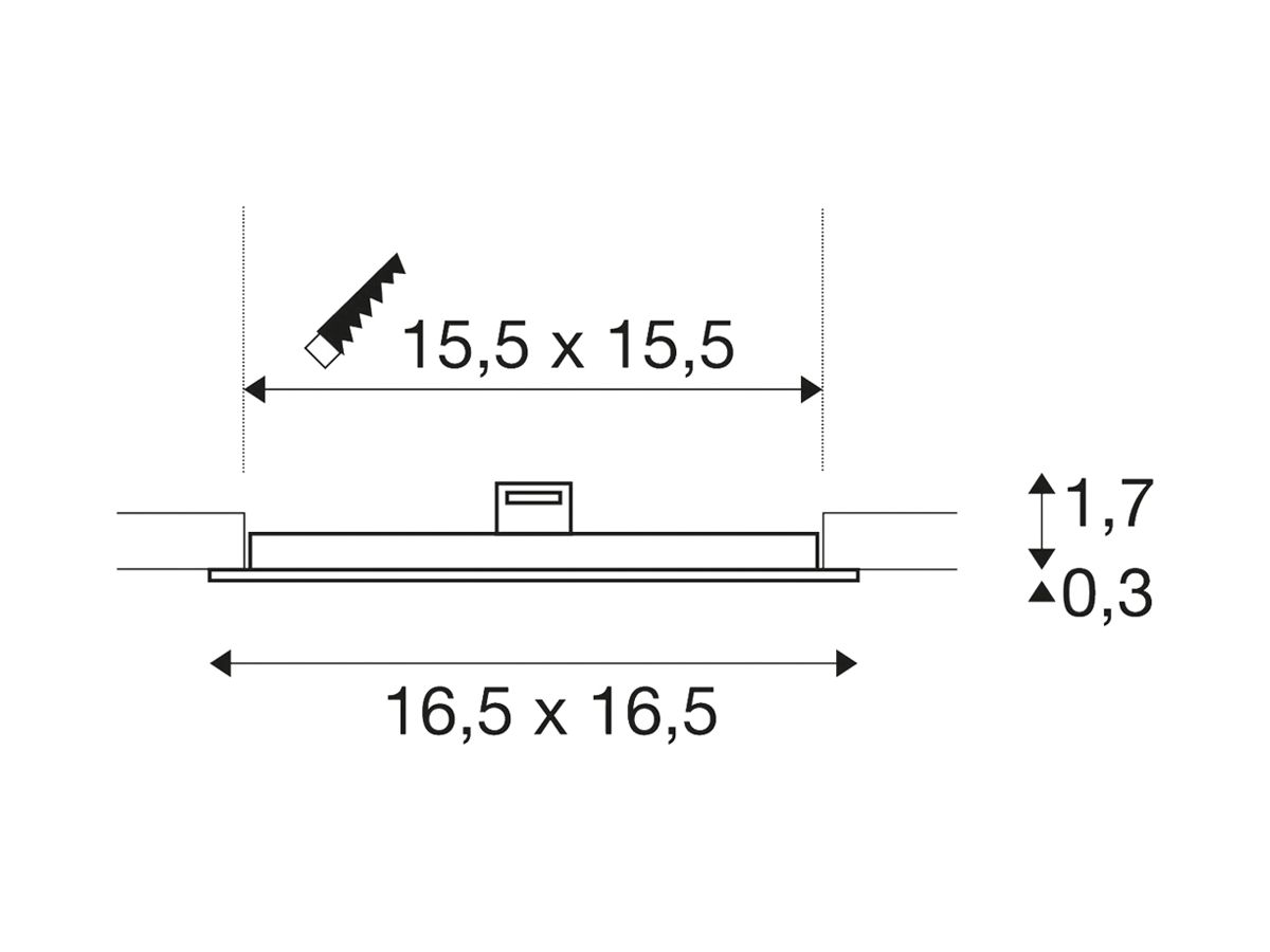 EB-LED-Deckenleuchte SLV SENSER18 SQUARE 350mA 9.7W 820lm 3000K EB 155×155mm ws