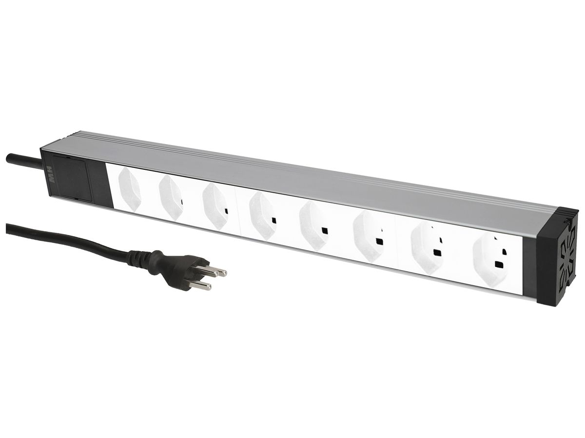 Mehrfachsteckdose PDU 19" MH maxCONNECT 8×T23 1HE Td 3×1.5mm² 3m alu-weiss