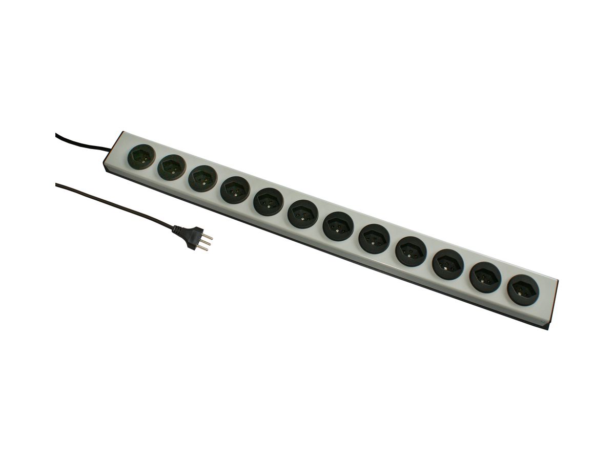 Steckdosenleiste MH 12×T13 PowerLine, Td 3×1mm², 1.5m, schwarz