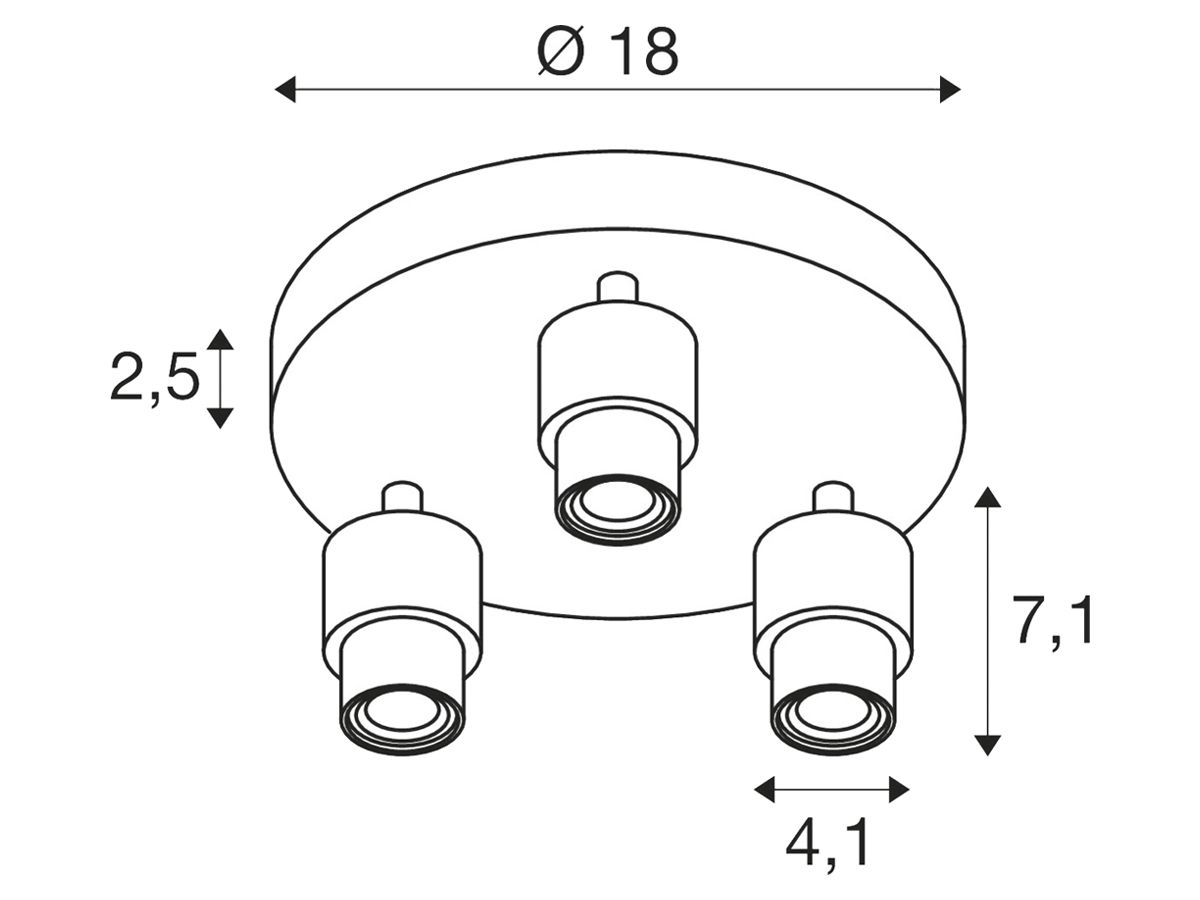 Spot SLV PURI 2.0 Basic CW GU10 3×6W DIM Ø180×71mm weiss