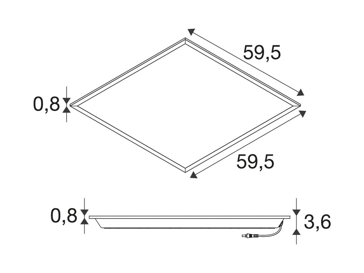 LED-Panelleuchte SLV PANEL P 26W 6464lm 3000K DALI 595×595×36mm weiss