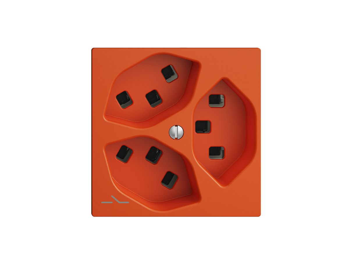 Steckdose 3×T23 Feller EDIZIOdue F, 1×getrennt, Steckklemmen, orange