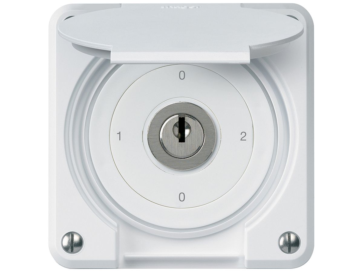 UP-Schlüsselschalter robusto IP55 mit Klappdeckel S2/1P weiss