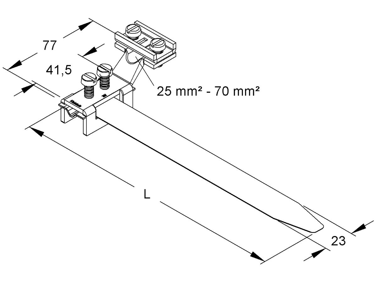 Erdleitungsbride 3/4…1 1/2" 25…70mm² Längsverdrahtung
