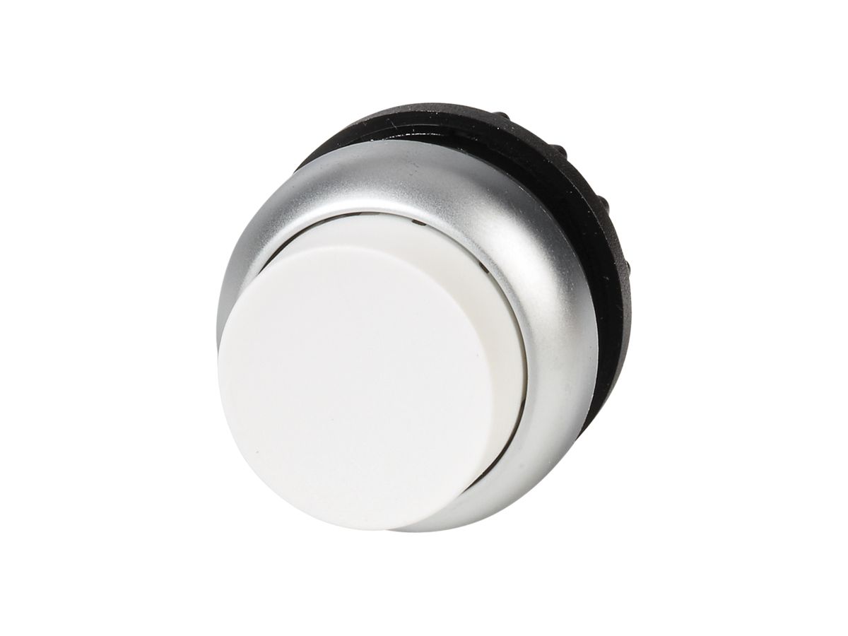 Drucktaste ETN RMQ hoch weiss, tastend, Ring verchromt