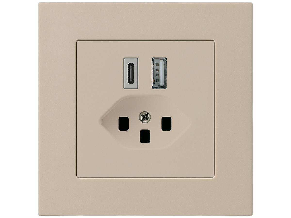UP-USB-Ladesteckdose kallysto.pro 18W PD 1×Typ A 1×Typ C T23 beige