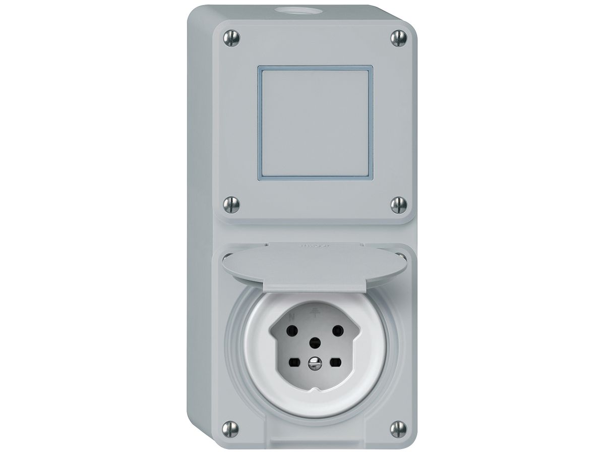 AP-Kombination robusto Wechselschalter Steckdose T15 86×146mm grau