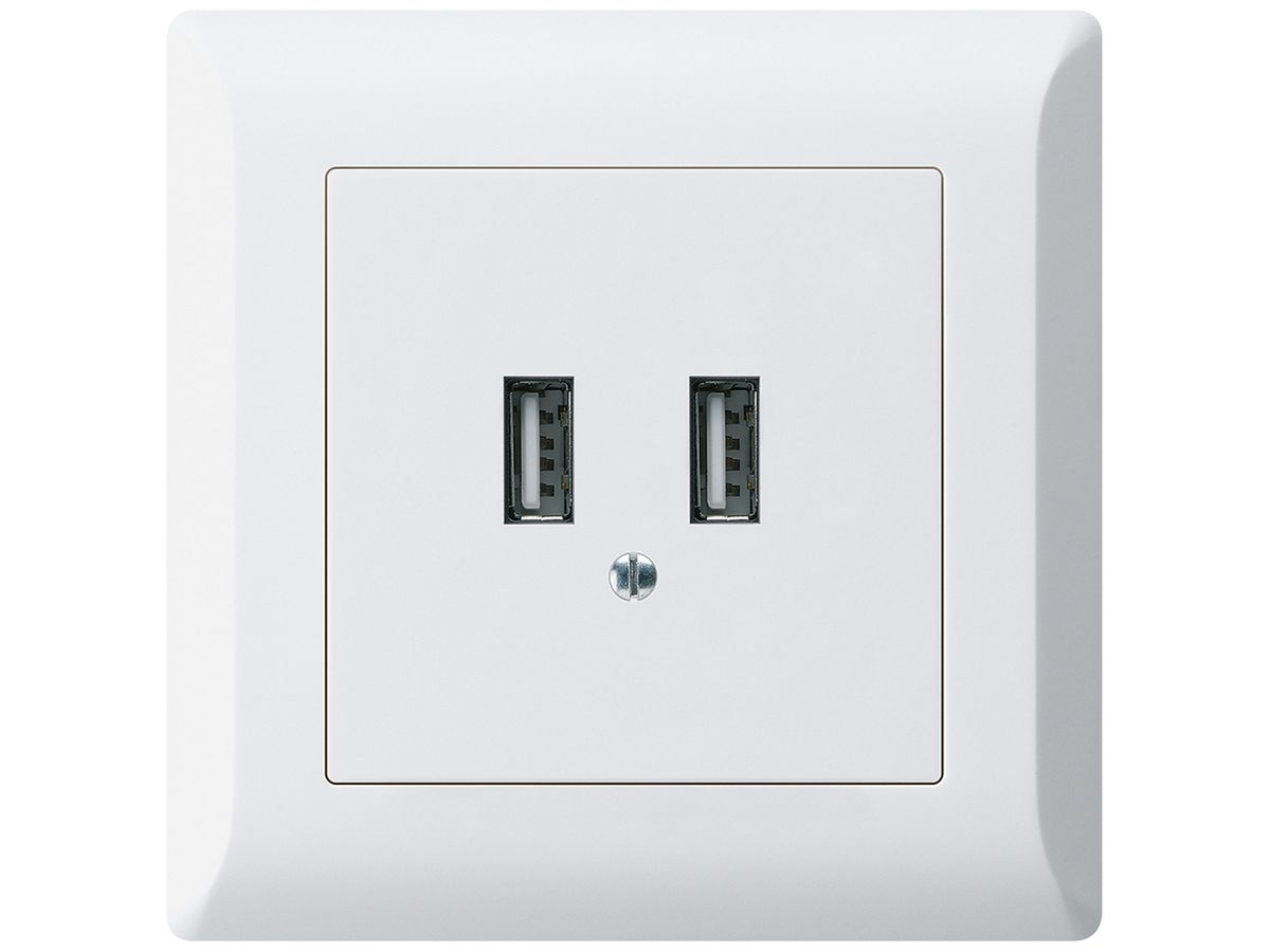 UP-USB-Ladesteckdose Hager kallysto.line 240V 2400mA weiss
