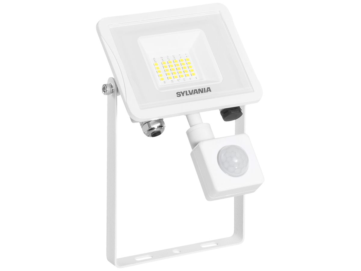 LED-Strahler Sylvania SylFlood PIR 18W 2000lm 840 IP65 110° 190×125mm weiss