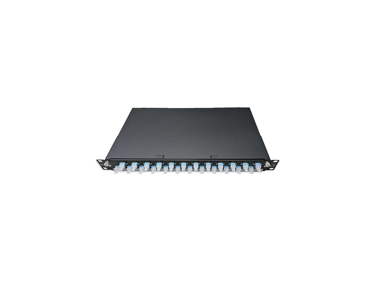 Breakoutbox 19" Dätwyler OV-SO 24×LCD/PC türkis OM3 versetzt 1HE schwarz