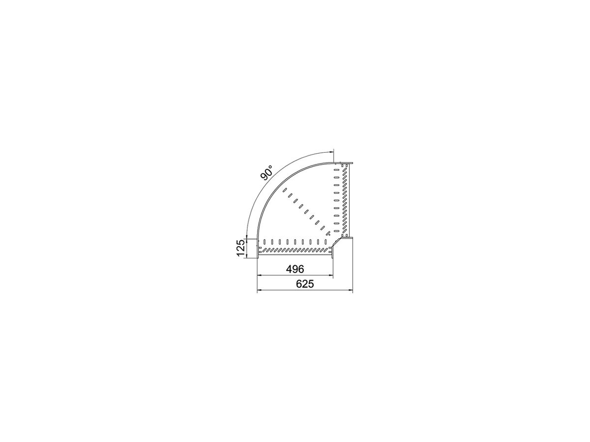 Bogen BET RB 90° 60×500mm Edelstahl A2 blank