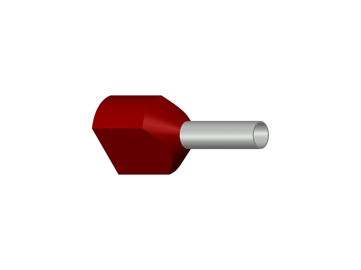 Zwillings-Aderendhülse isoliert 2×1.5mm²/8mm rot