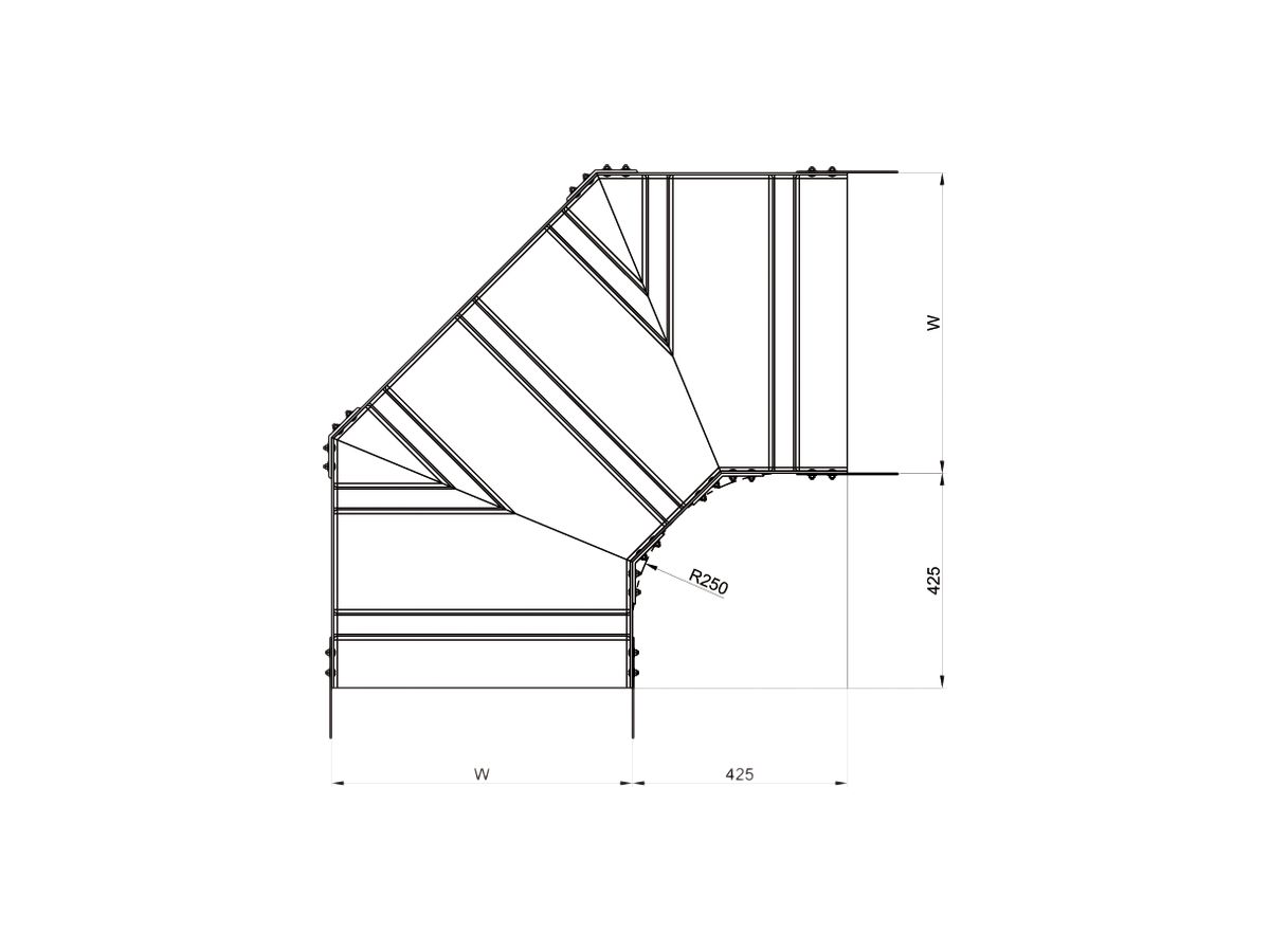 Horizontalbogen EBO KKB 90° 400×80mm Radius 250mm