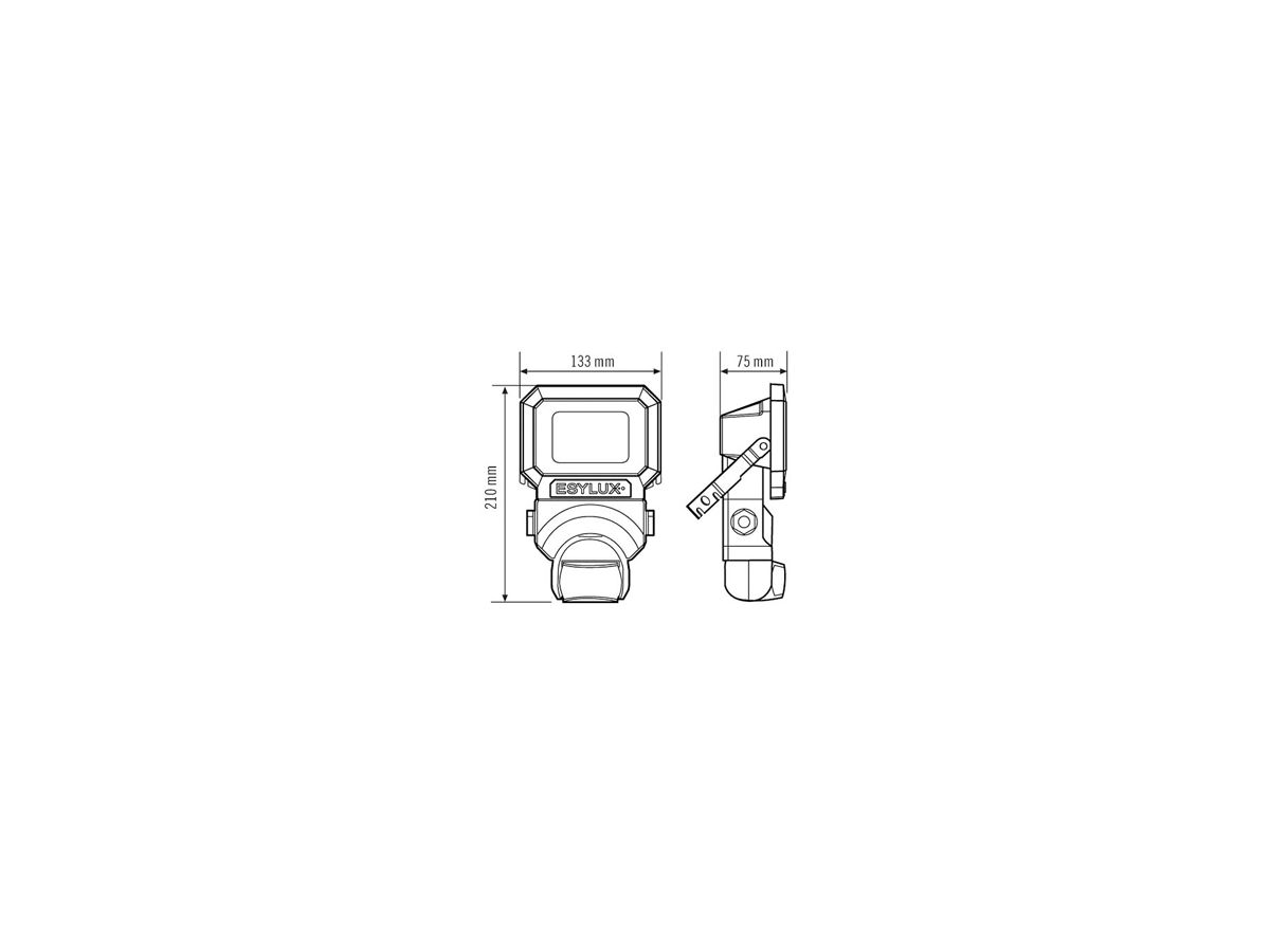 LED-Strahler ESYLUX AFL SUN, 10W 5000K 900lm 133×75×210mm IP65, weiss