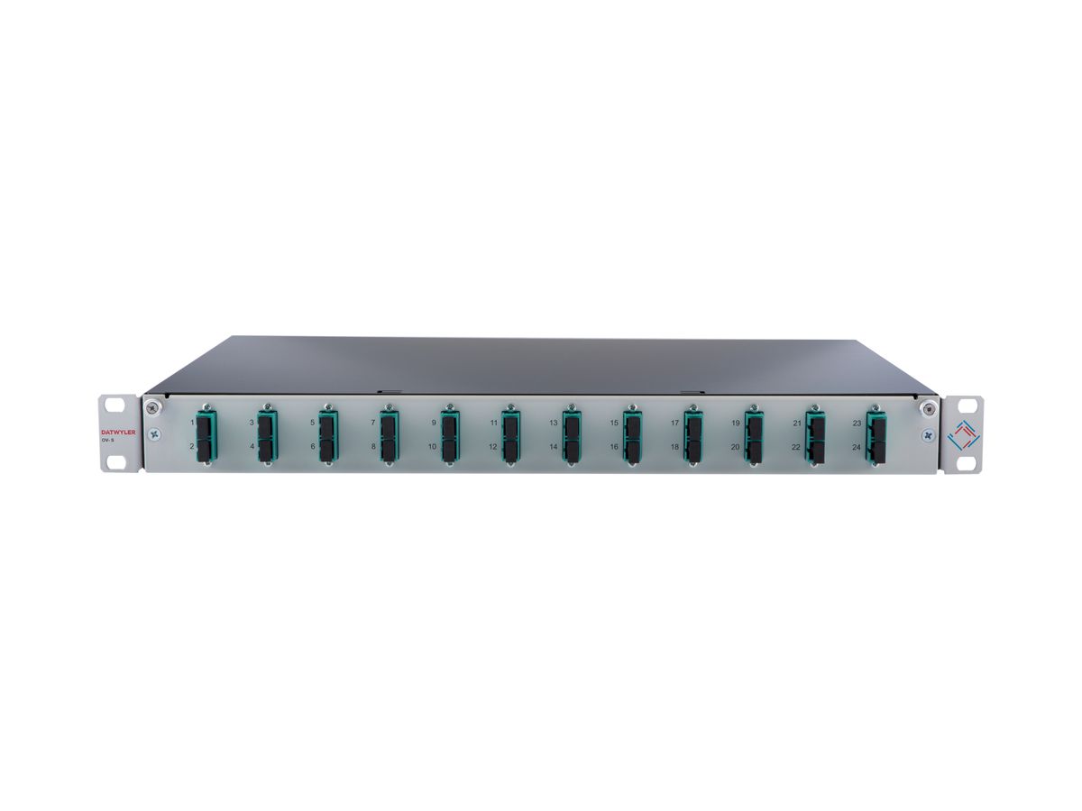 Spleissbox 19" Dätwyler 1HE 12×SCD/PC 24×FP 2m, türkis