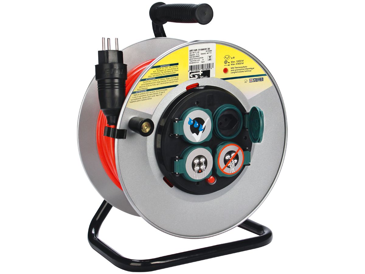 Kabelrolle ME DK 30m 3×1.5mm² Bauflex 4×T13 IP44