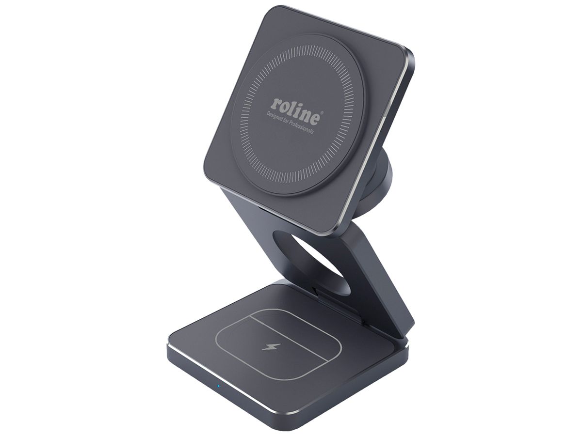 Ladestation ROLINE für Samsung Qi Wireless Charging/MagSafe 15W grau