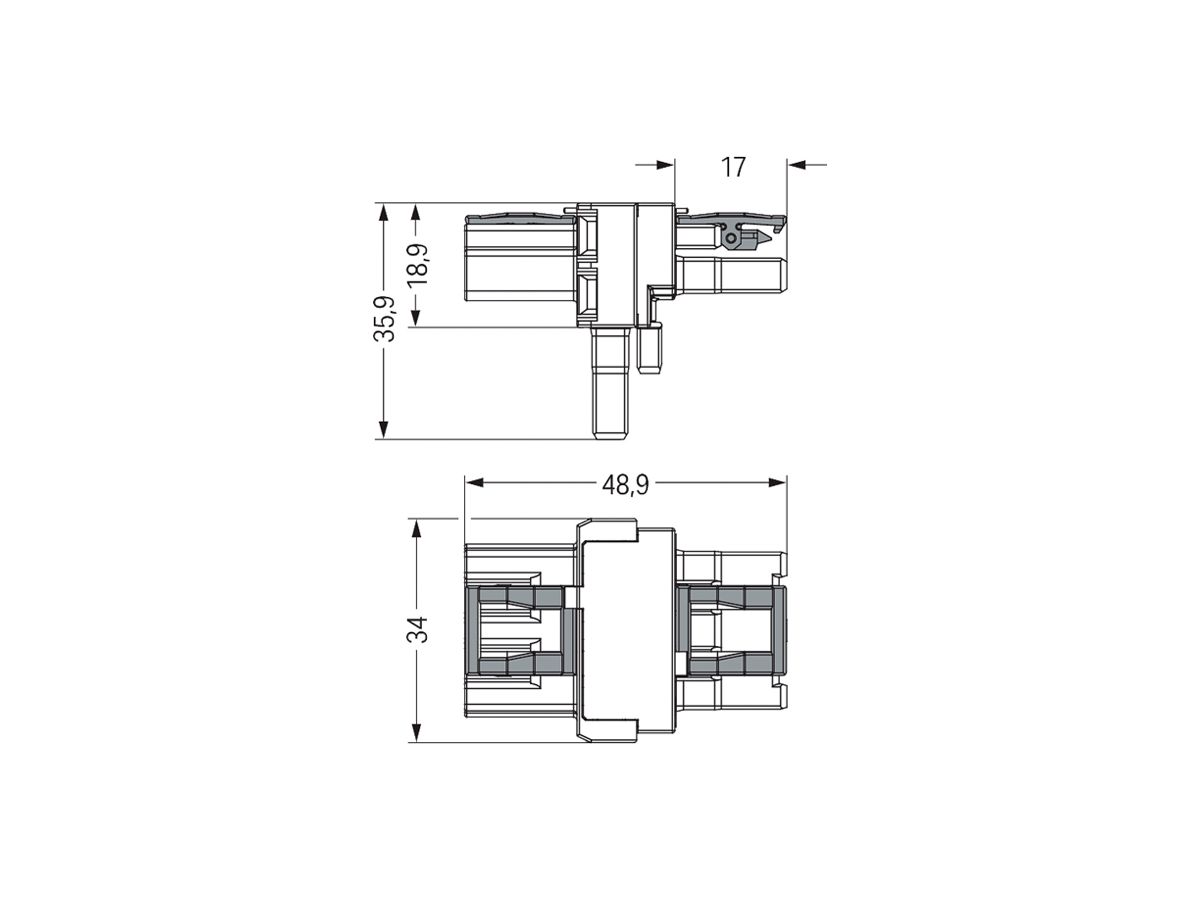 T-Verteiler WAGO 3L Stecker/2×Buchse schwarz