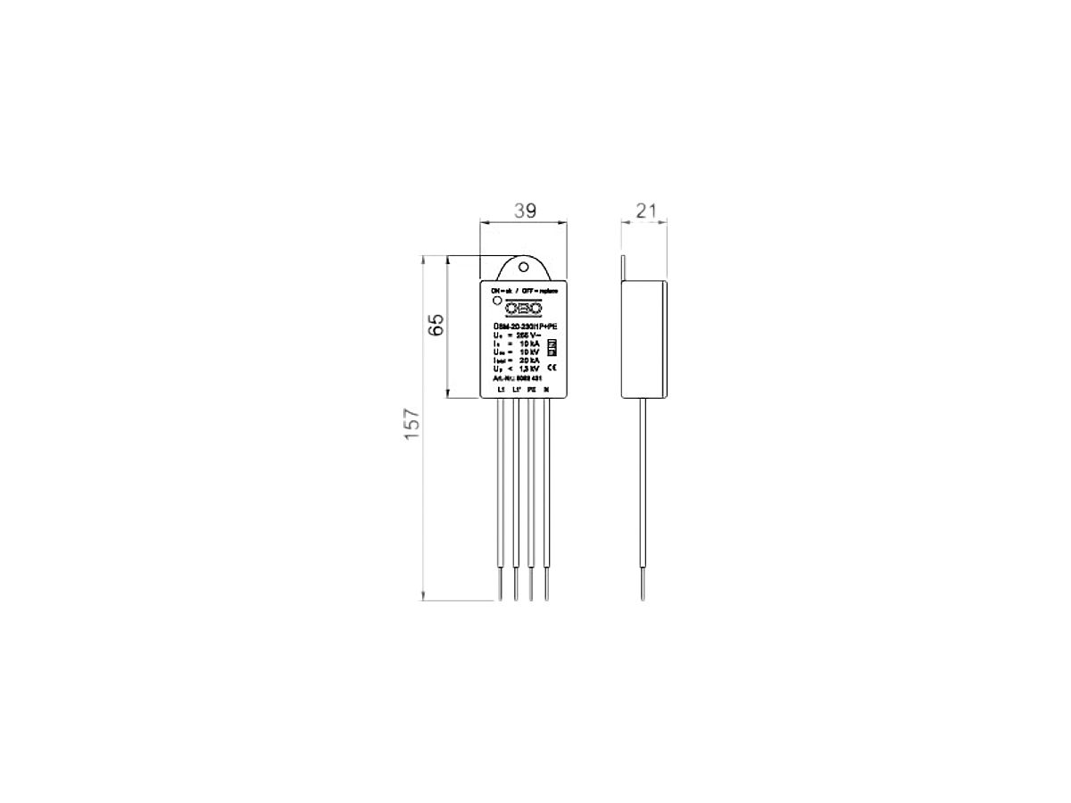 Überspannungsschutzmodul BET ÜSM-20-230I1P+PE für LED-Leuchten mit 1 Phase 230V