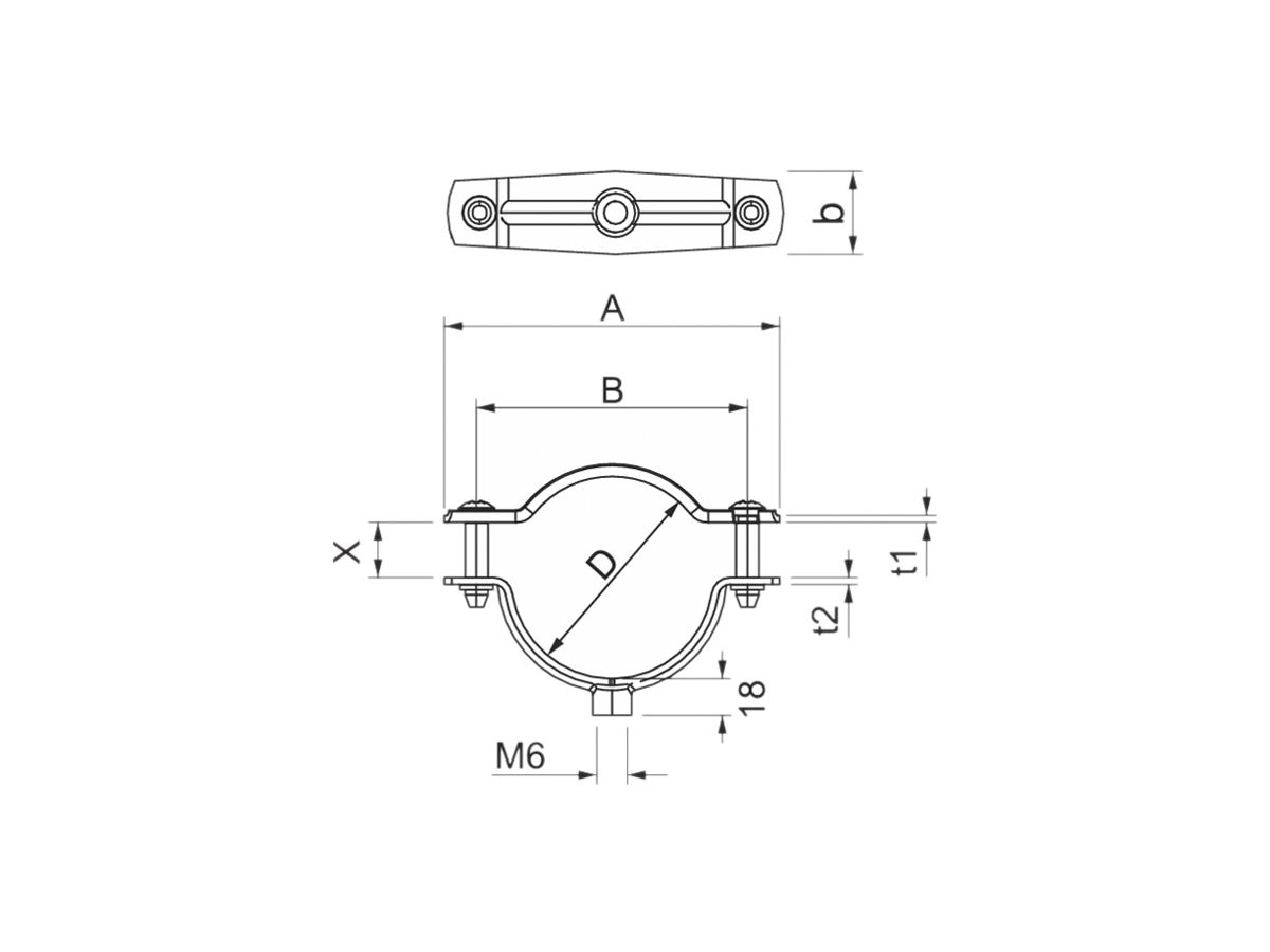 Rohr-/Kabelschelle Bettermann, mit Gewinde M6, Ø30…36mm, verzinkt