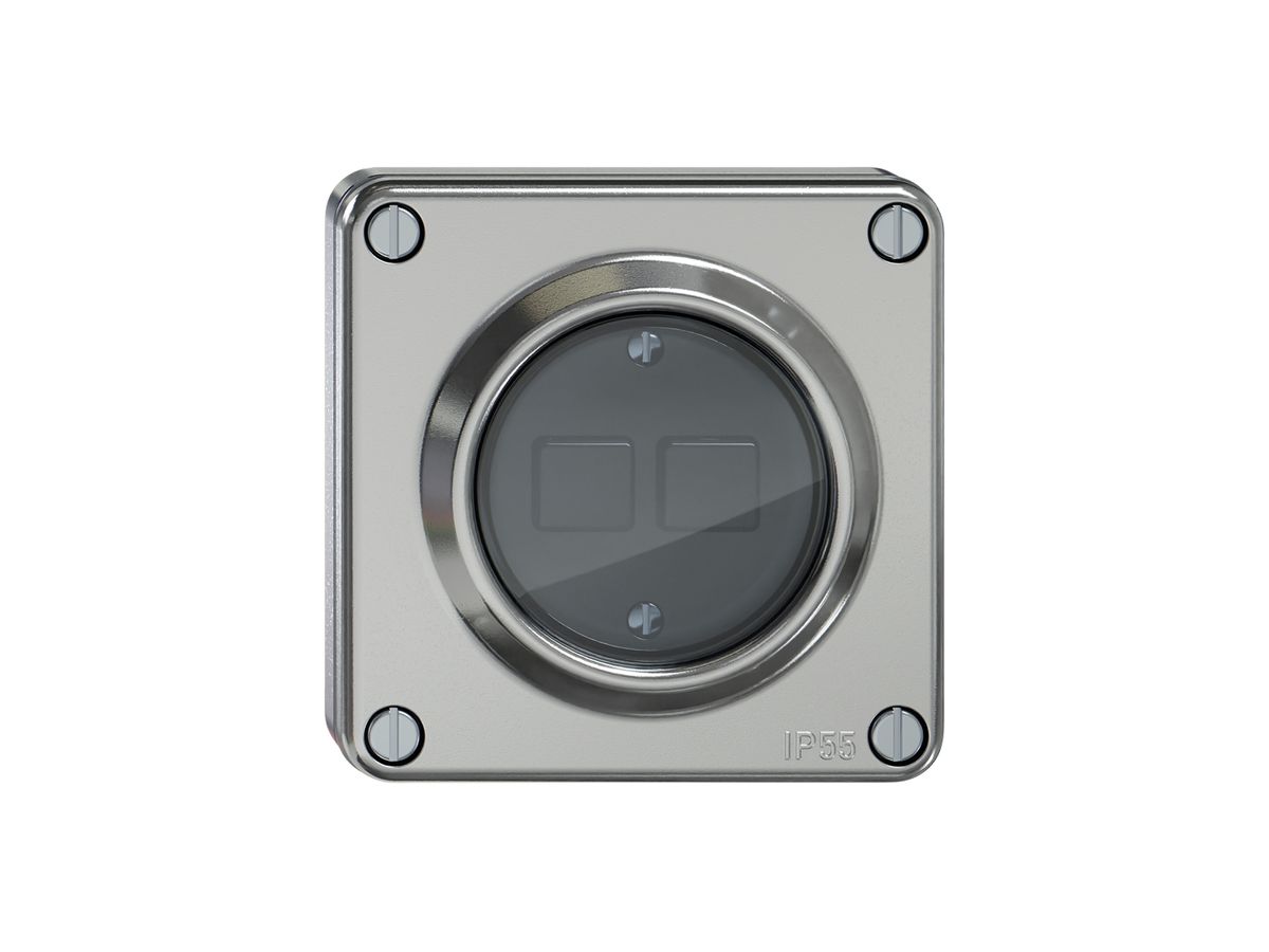 UP-Druckschalter ELEMENT Wiser SNAPFIX® m.Nebenstelle 2T 2B Aluminium