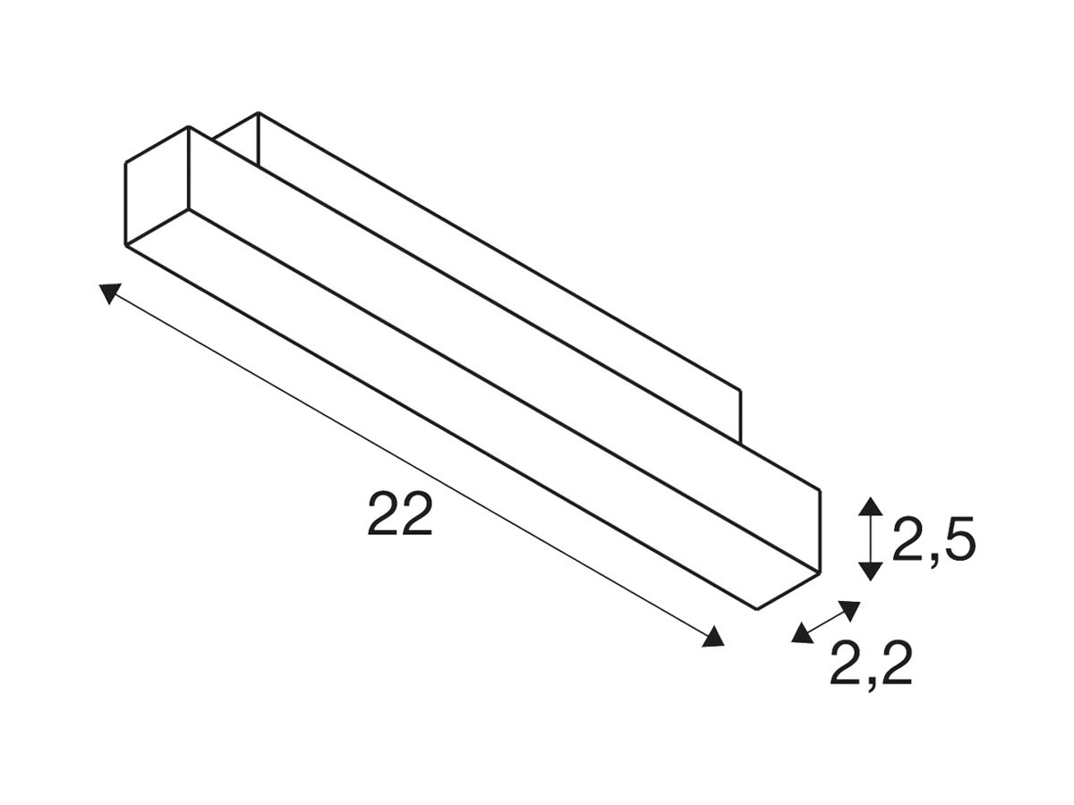 LED-Spot SLV IN-LINE 22 7.3W 680lm 940 95° DALI 48V AD 220×22mm schwarz