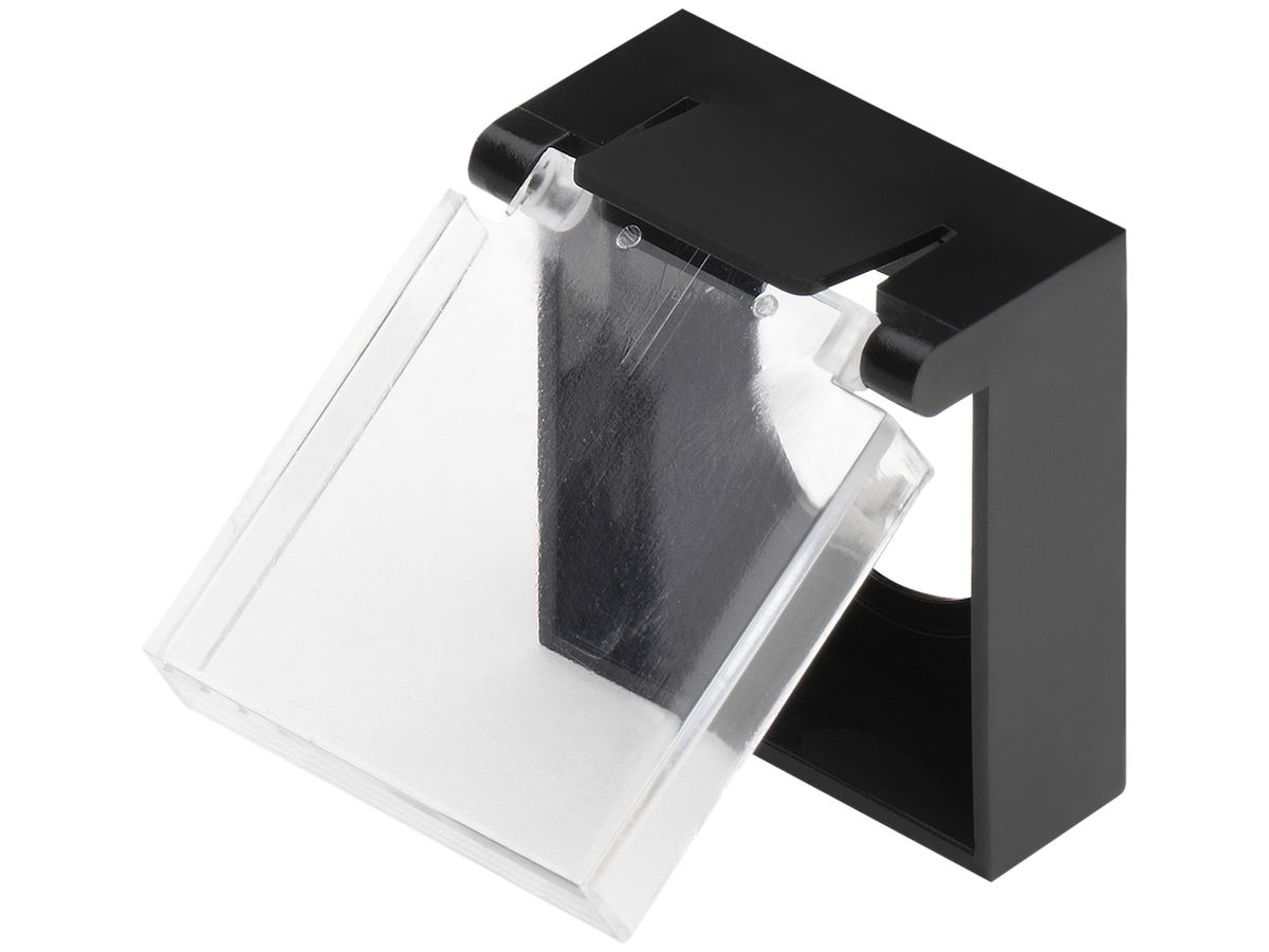 Schutzklappe EAO61 24×24mm erhaben, schwarz-transparent