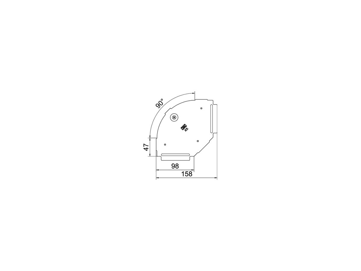Deckel BET RBD 90° 100×157mm Stahl bandverzinkt