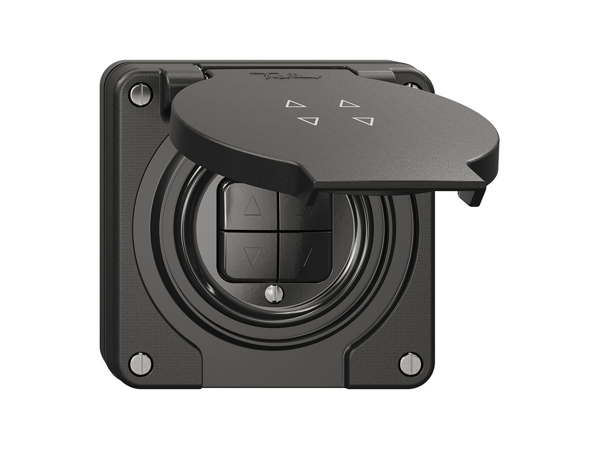 NUP-Storenschalter NEVO, 2-Kanal, Einbautiefe 18 mm, 87×87 mm, schwarz