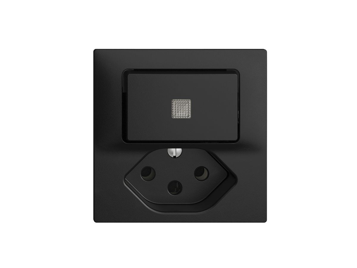 Leuchtkombination KS 6/1L+T13 EDIZIOdue schwarz mit Linse, LED gelb