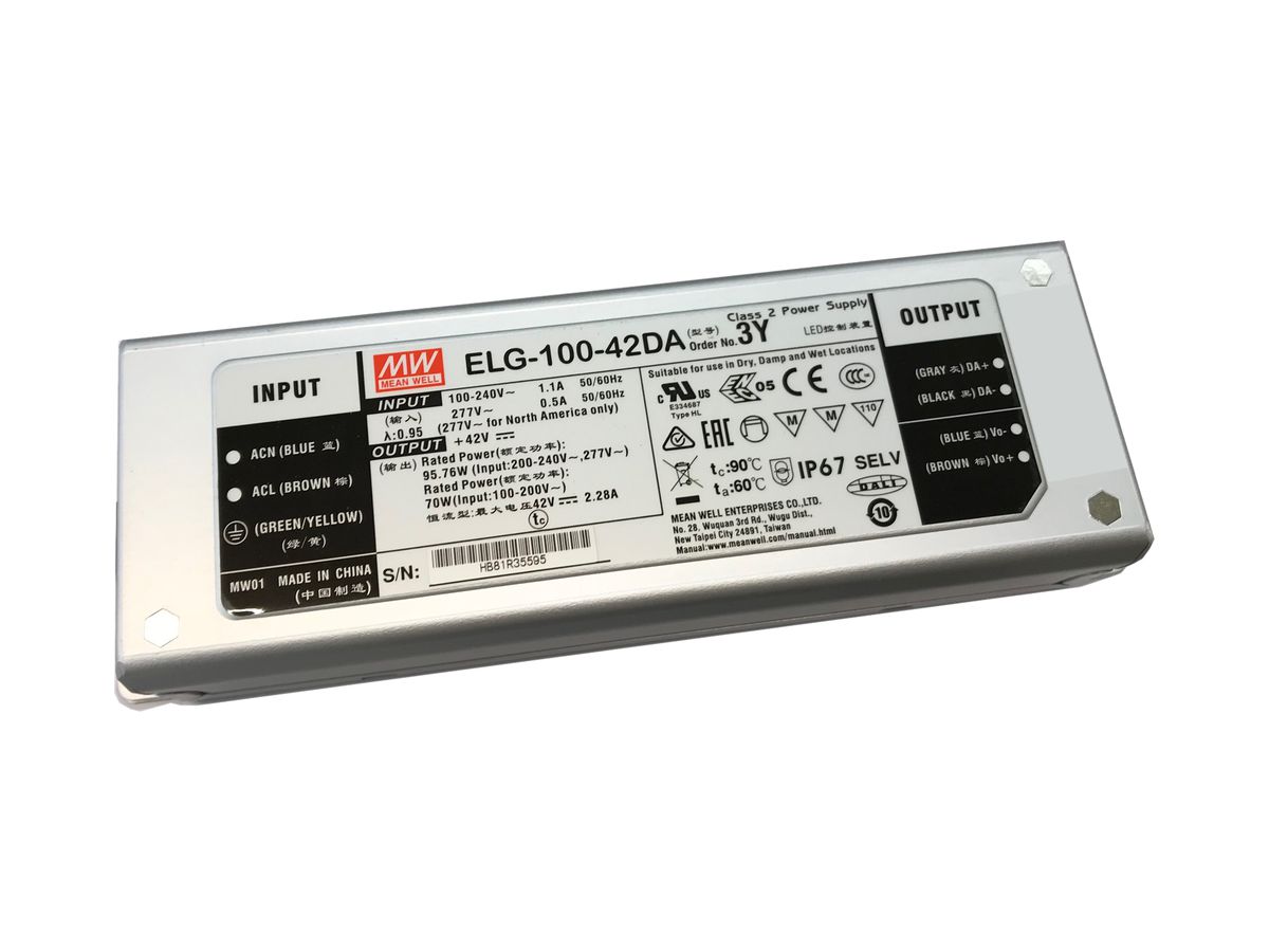 LED-Konverter ELBRO ELG-100-42DA, 180…305VAC / 254…431VDC