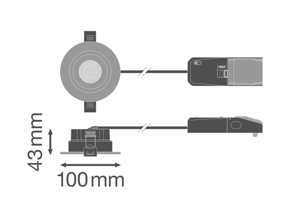 EB-LED-Spot LEDVANCE COMBO ADJ 7W 840lm 827/830/840/860 IP20/65 60° DIM Ø100 ws