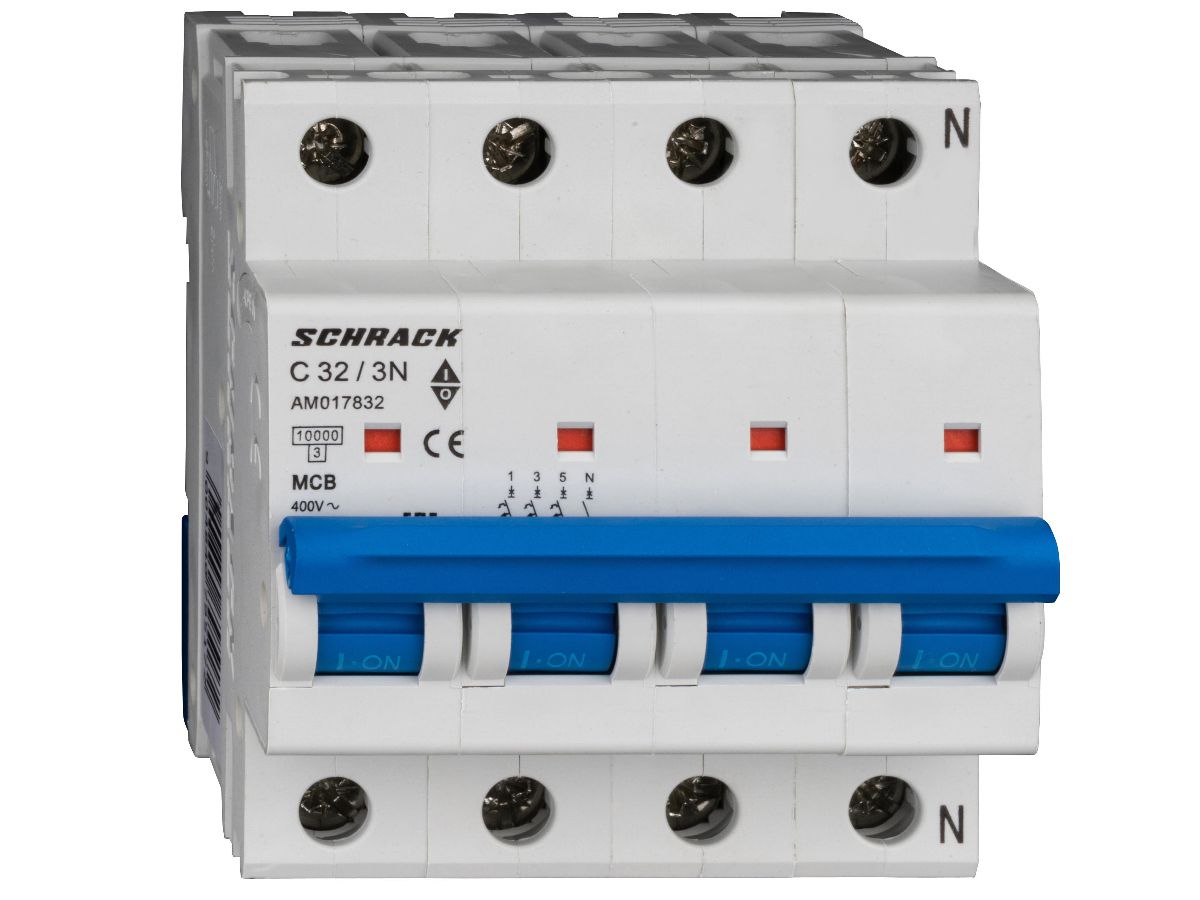 Leitungsschutzschalter AMPARO 4P - 3L+N 415V C 32A Icn10kA 4TE Schrack