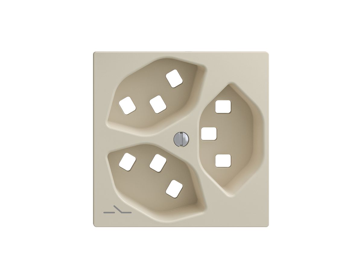 Montageset Feller EDIZIOdue, für Steckdose 3×T23 1×getrennt, crema