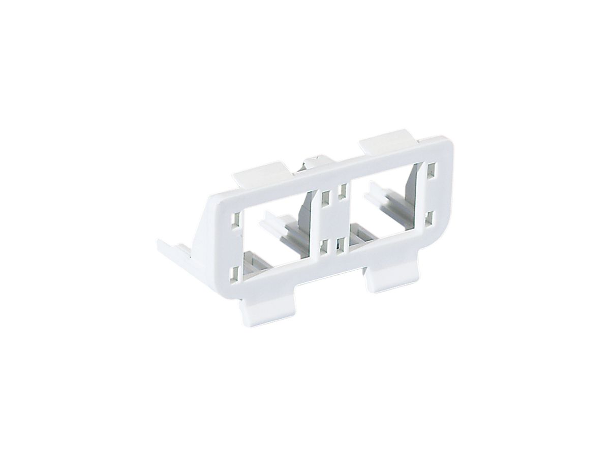 Anschlussmodulträger weiss für Dosen, 2×1RJ45 Modul R&M