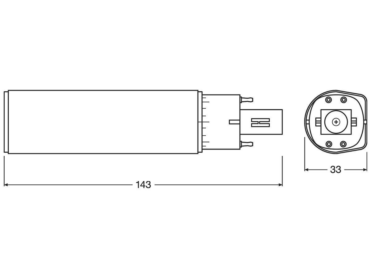 LED-Lampe LEDVANCE DULUX LED D/E18 G24Q-2 7W 770lm 4000K 142.8mm mattiert 120°