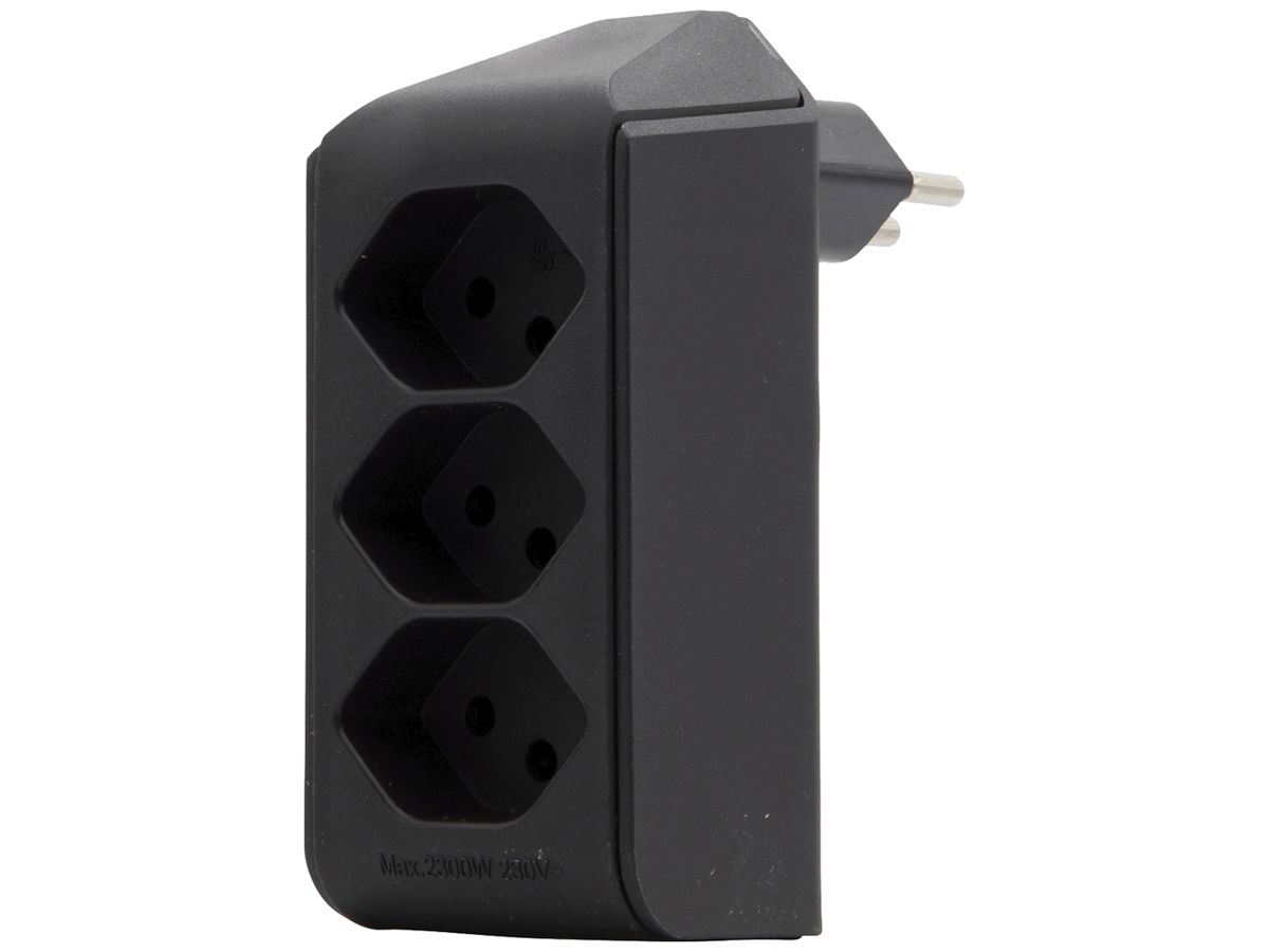 Abzweigstecker cleverLINE 3×T13 300° ohne Aufhänger schwarz
