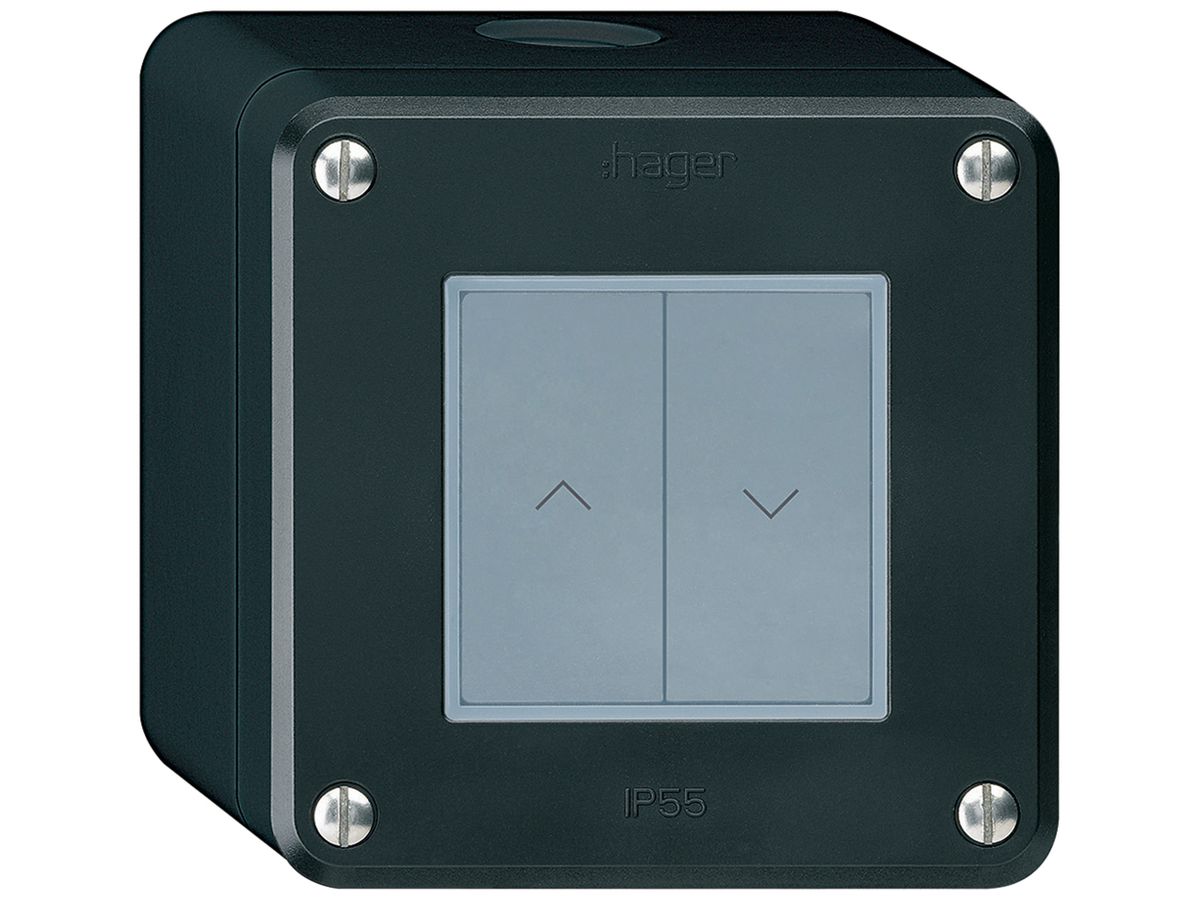 AP-KNX-Storentaster Hager BA robusto Q 2-fach 86×86mm schwarz