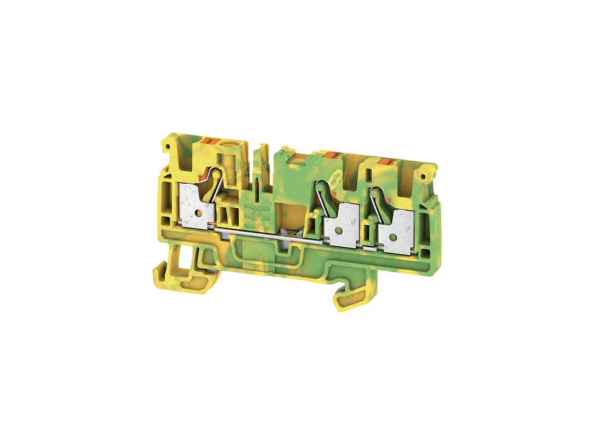 Schutzleiter-Reihenklemme Weidmüller A3C PUSH IN 4mm² 3 Anschlüsse grün-gelb