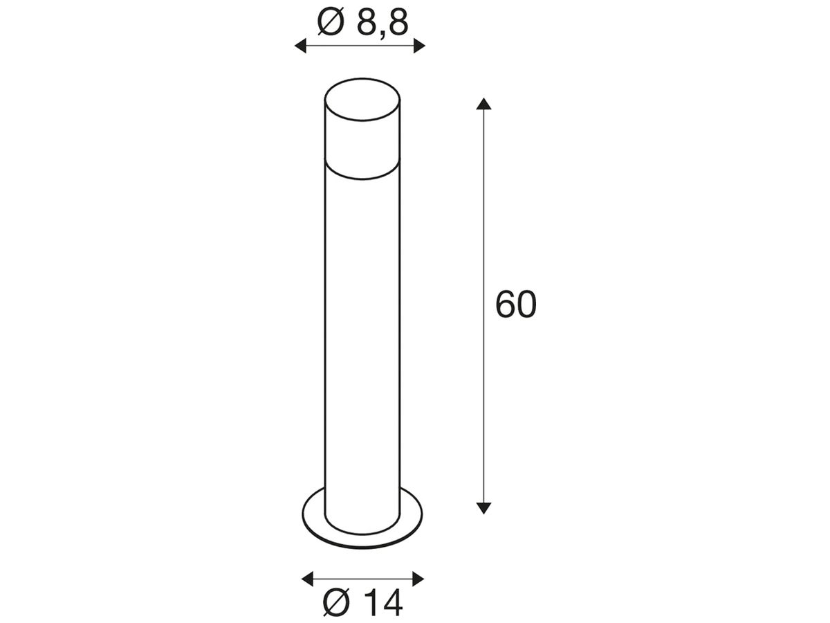Pollerleuchte SLV GRAFIT round E27 60 11W 600mm IP44 Aluminium anthrazit
