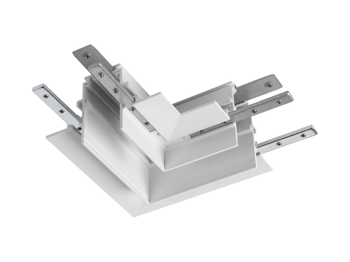 L-Verbinder SLV 48V TRACK Aluminium 95×95×46.9mm tief links weiss