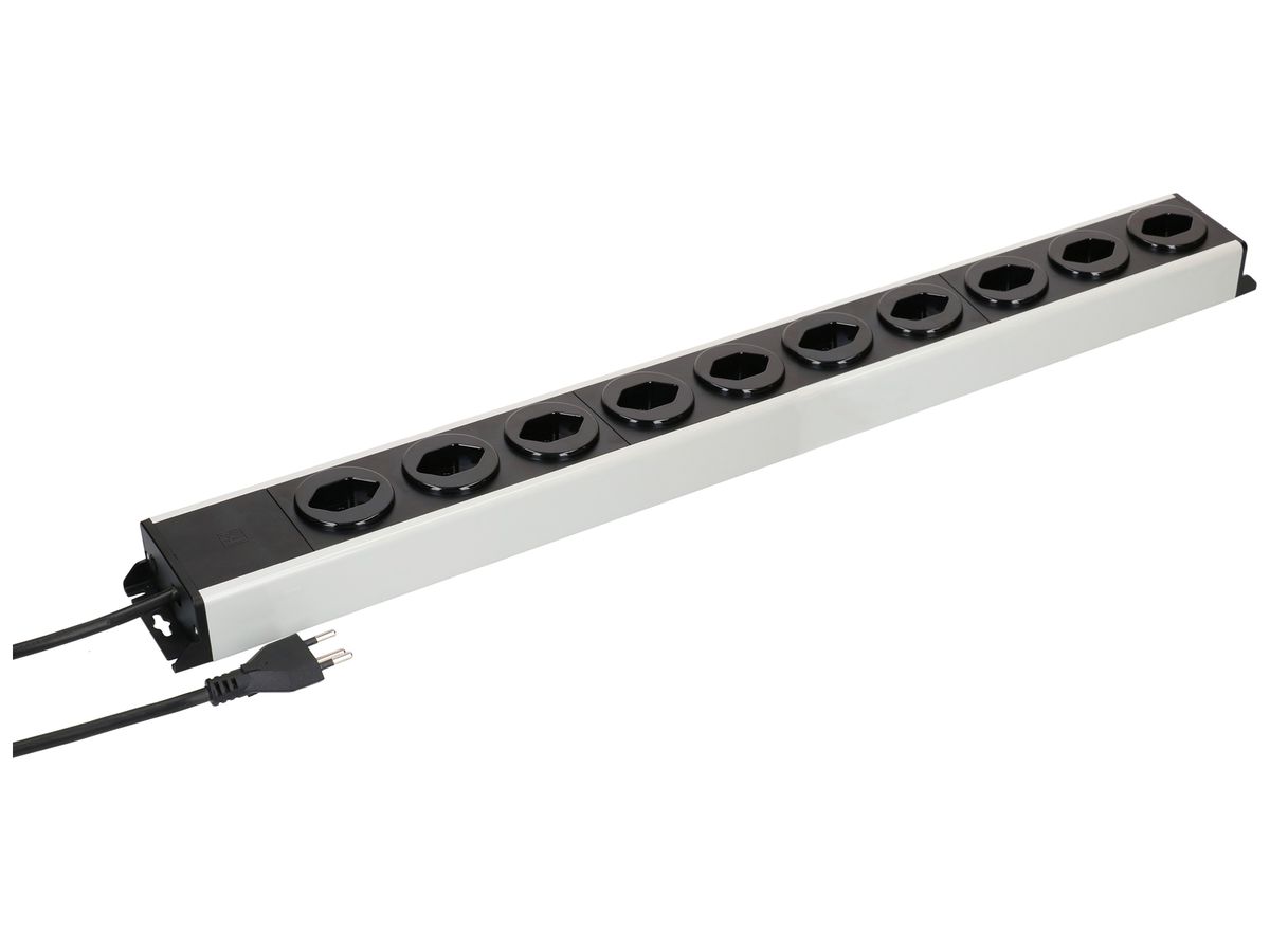 Steckdosenleiste MH POWER LINE 10A 10×T13 1.5m grau-schwarz