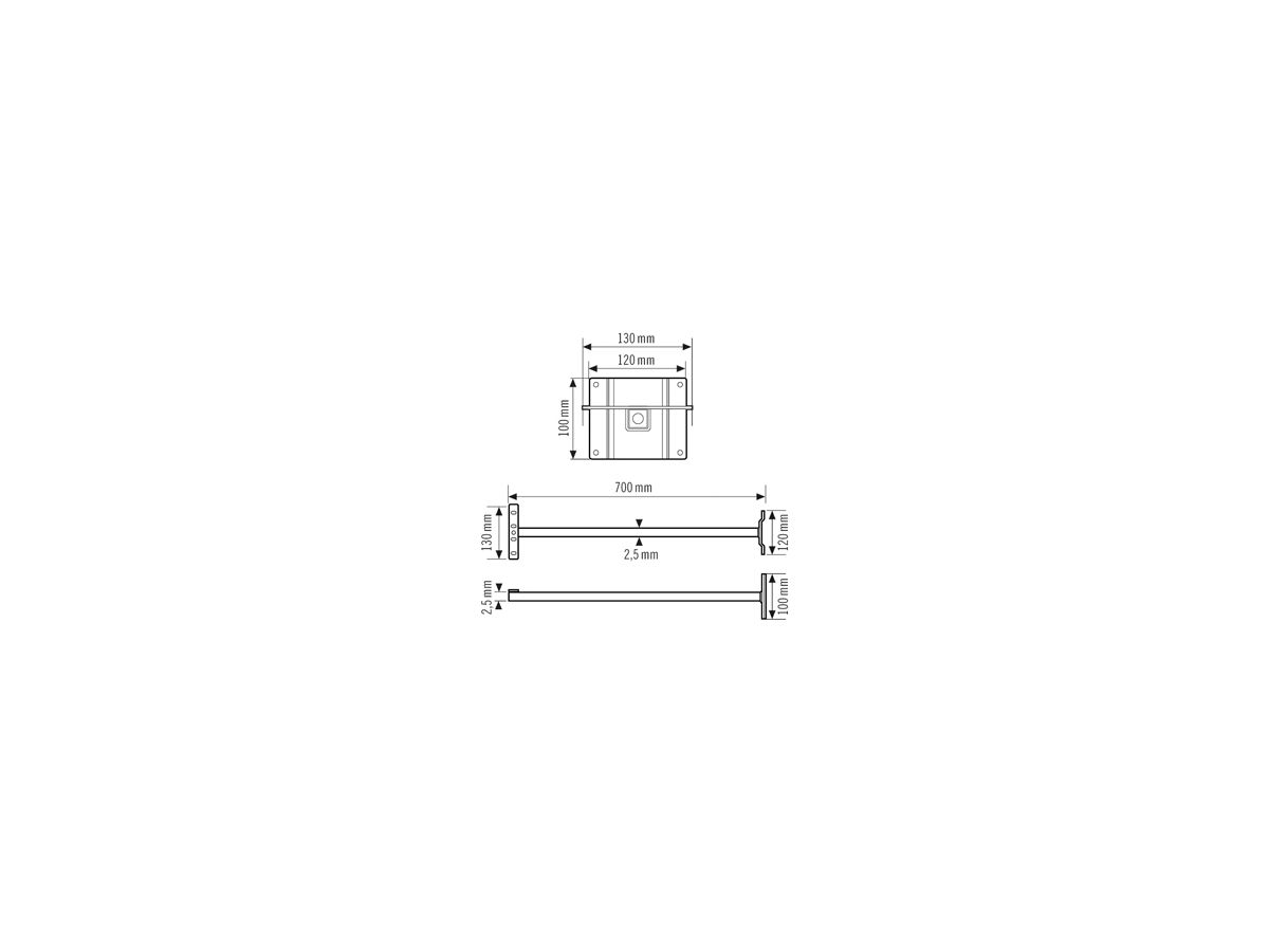 Wandhalter ESYLUX für LED-Strahlerleuchte AFL und OFL Sun, 700×40×40mm, schwarz