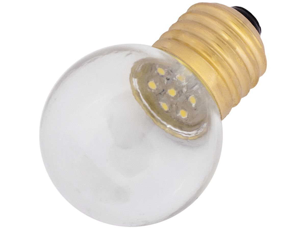 LED-Lampe ELBRO E27, 0.7W, 230V, 40lm, 2700K, 300°, Ø45, weiss, klar