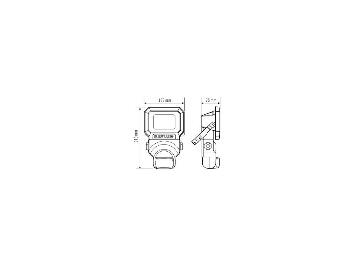 LED-Strahler ESYLUX AFL SUN, 10W 5000K 900lm 133×75×210mm IP65, schwarz