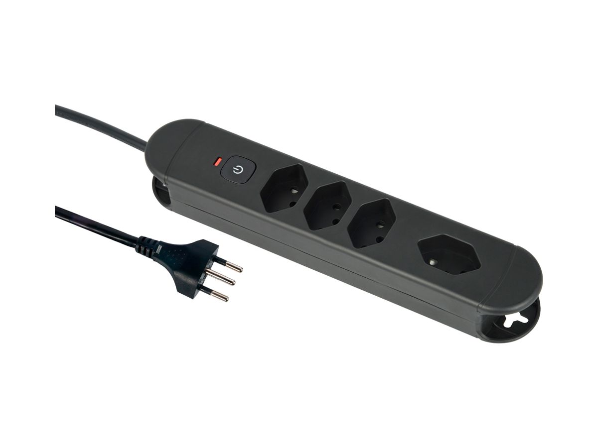 Steckdosenleiste Re:Life 10A Mit Ein-/Ausschalter 4×T13 1.8m schwarz