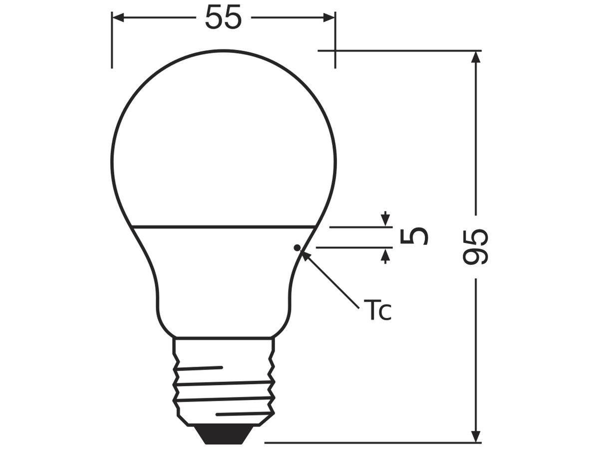 LED-Lampe LEDVANCE CLAS A E27 4.9W 470lm 2700K Ø55×95mm Typ A mattiert
